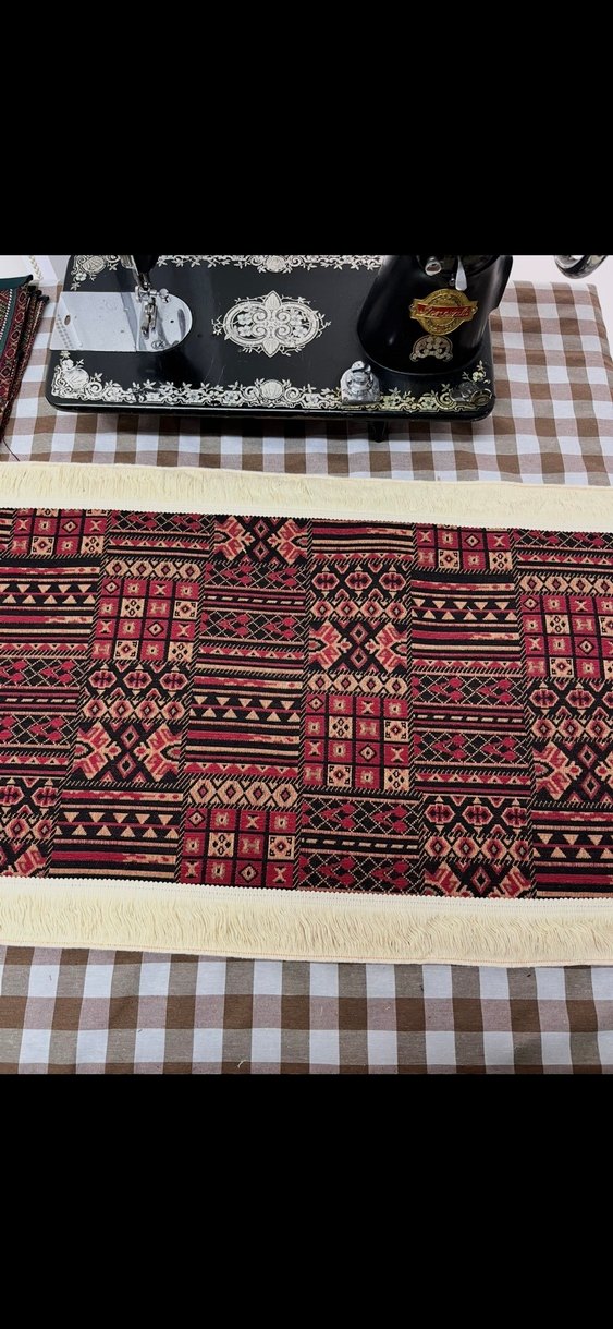 Bordo Etnik Desenli Püsküllü runner - Görsel 3