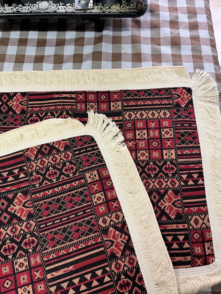 Bordo Etnik Desenli Püsküllü runner - Görsel 2