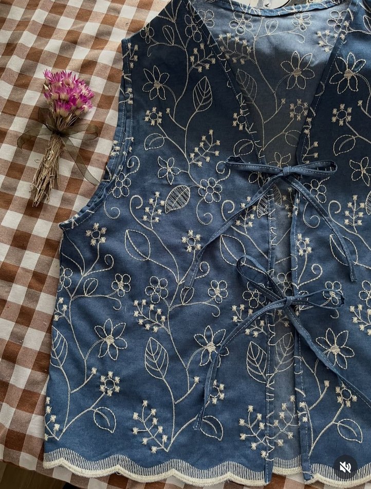 Koyu Mavi Nakışlı yelek - Görsel 2