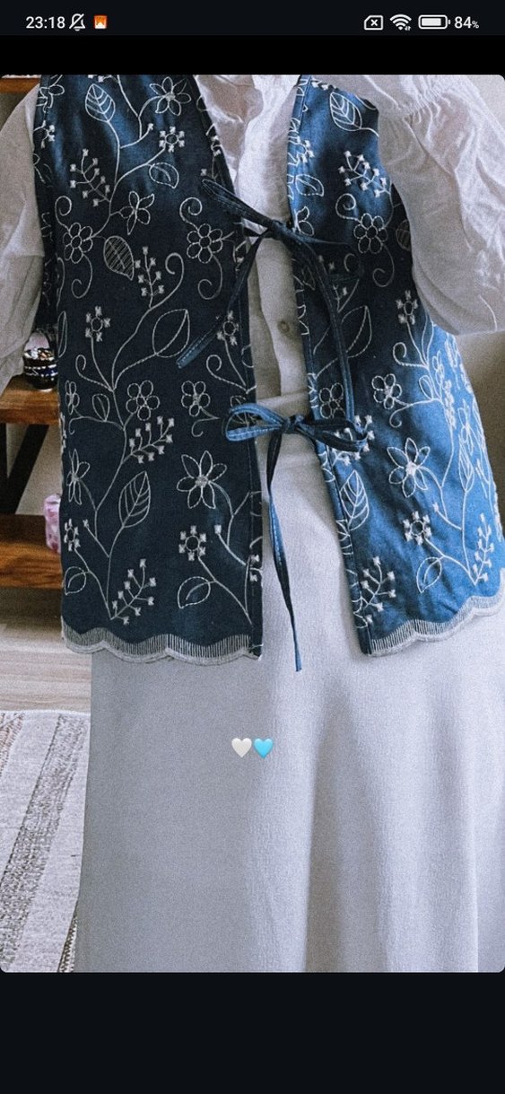 Koyu Mavi Nakışlı yelek - Görsel 3