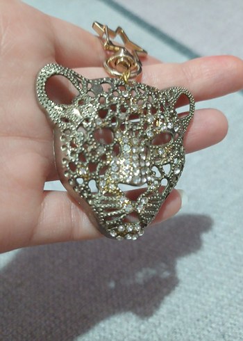 Payetli Altın Renk Leopar Anahtarlık / Çanta Charmı - Görsel 2