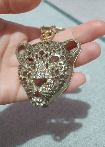 Payetli Altın Renk Leopar Anahtarlık / Çanta Charmı - Görsel 3