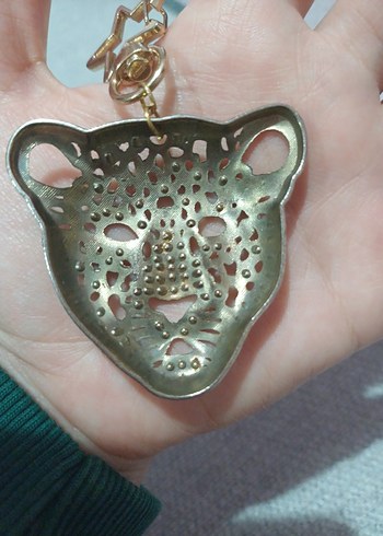 Payetli Altın Renk Leopar Anahtarlık / Çanta Charmı - Görsel 5