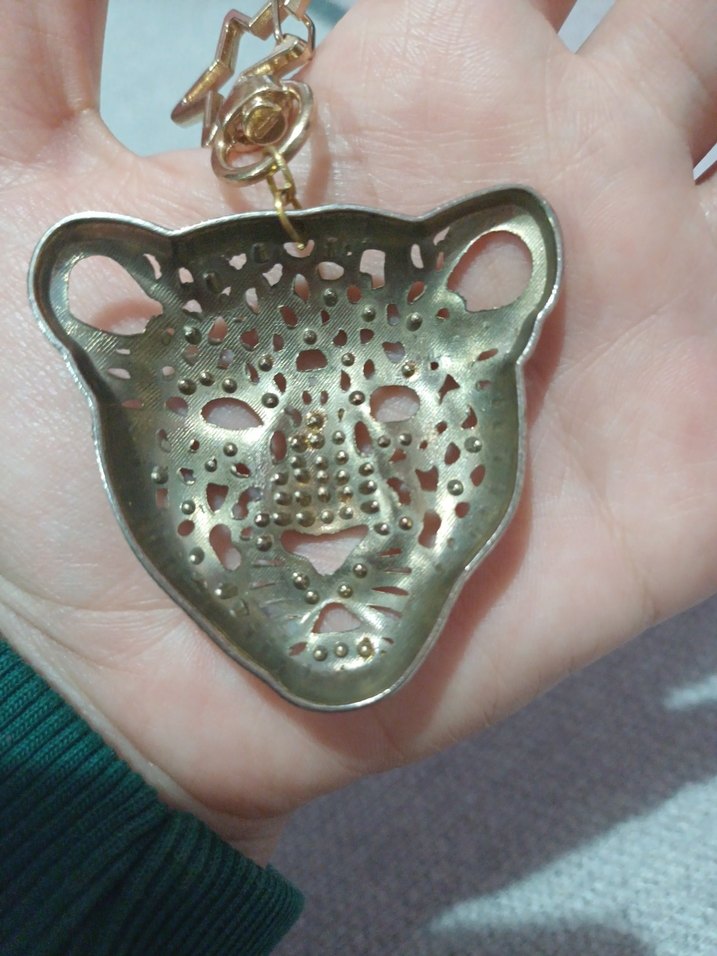 Payetli Altın Renk Leopar Anahtarlık / Çanta Charmı - Görsel 5