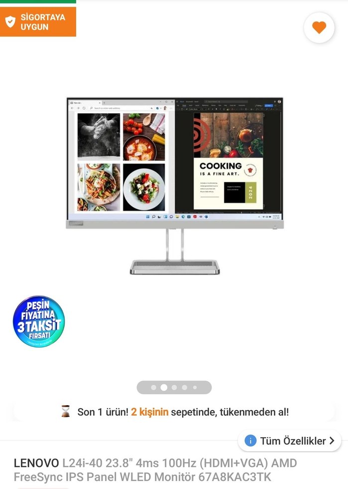 Lenova L24i-40 23.8 Monitör - Görsel 5