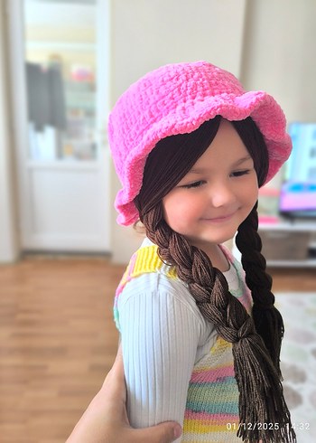 kız çocuk örgü şapka/bere - Görsel 2