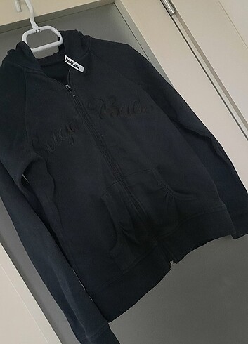 kikiriki fermuarlı siyah sweatshirt