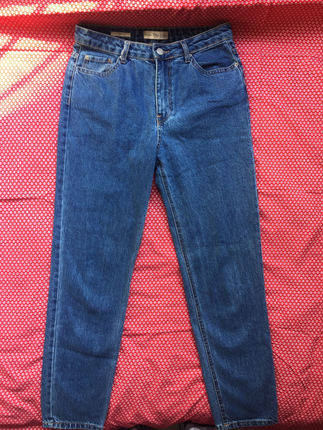 38 Beden mavi Renk Bershka Mom Fit Kot Pantolon