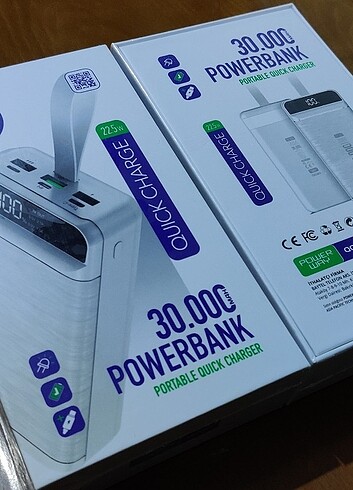30 bin mah powerbank fenerli hızlı şarj özelliği 30.000 mah powe