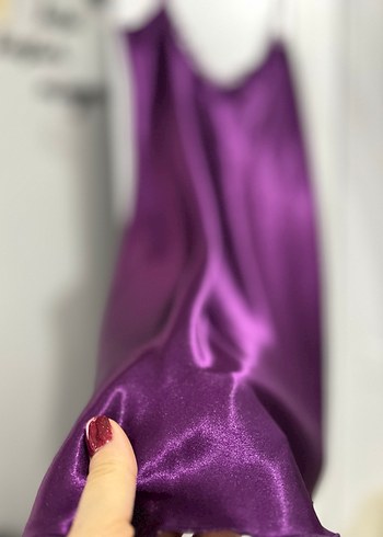 Mor İp Askılı Midi Gecelik - Görsel 4