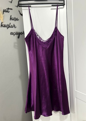 Mor İp Askılı Midi Gecelik - Görsel 2