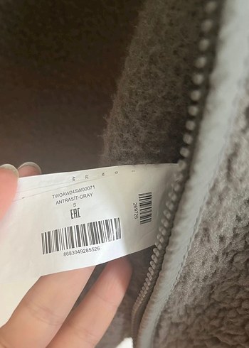 Gri Peluş Kadın Ceket Yüksek Yaka - Görsel 7