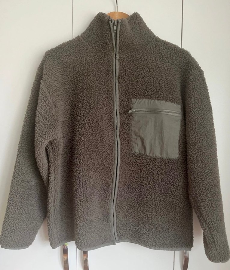 Gri Peluş Kadın Ceket Yüksek Yaka - Görsel 4