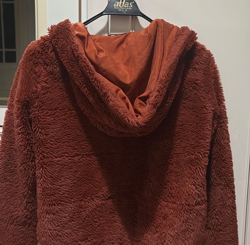 Kahverengi Peluş Kadın Kış Ceketi - Görsel 2