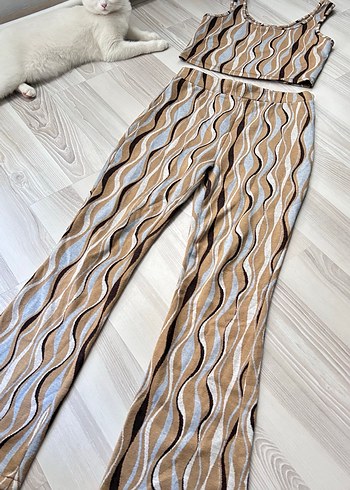 Bohem Tarz Pastel Kahverengi crop takım - Görsel 2