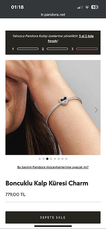 Beden gri Renk Pandora charm