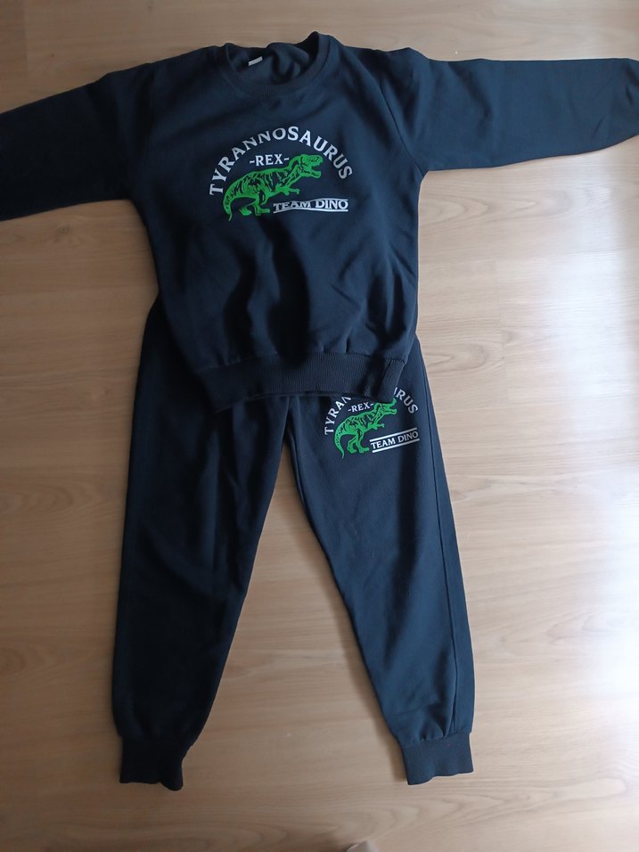 Erkek Siyah Baskılı Dinazor Eşofman Altı - Görsel 4