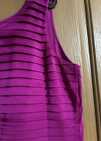 Kadın Mor Pilili Kolsuz Bluz - Görsel 3