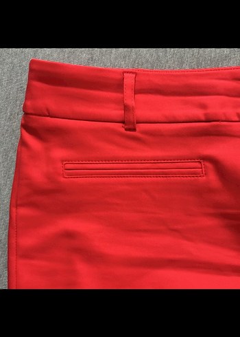 Kırmızı Kadın Kemerli Kumaş Pantolon - Görsel 5