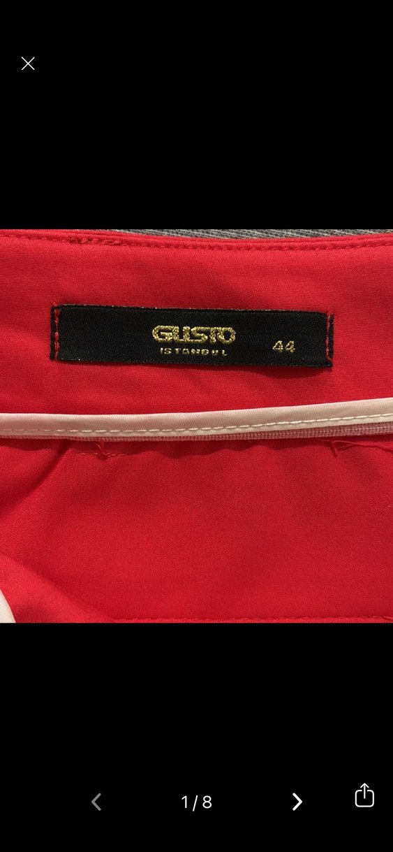 Kırmızı Kadın Kemerli Kumaş Pantolon - Görsel 4