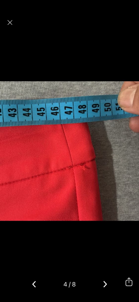 Kırmızı Kadın Kemerli Kumaş Pantolon - Görsel 2