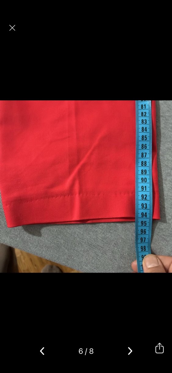 Kırmızı Kadın Kemerli Kumaş Pantolon - Görsel 3