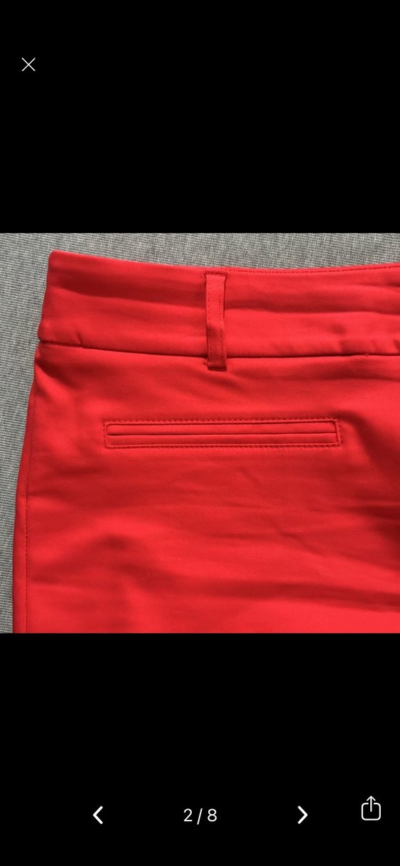 Kırmızı Kadın Kemerli Kumaş Pantolon - Görsel 5