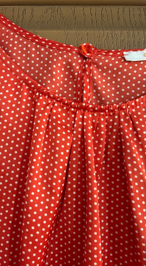 Kırmızı V Yaka Piliseli Kolsuz Bluz - Görsel 3