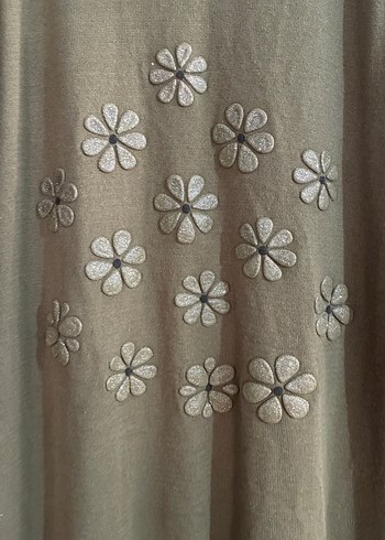 Uzun Kollu Nakışlı Triko Elbise - Görsel 2