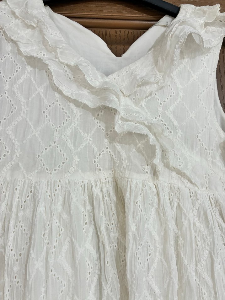 Beyaz Nakışlı Kız Elbise uzunluk 77 bel 42 cm - Görsel 2