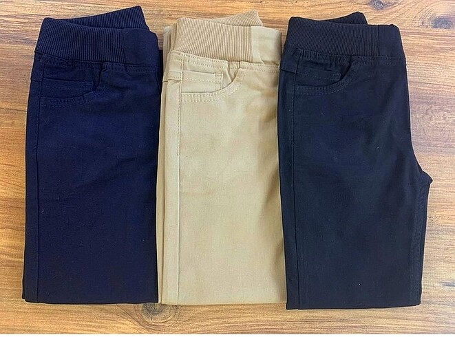 8 Yaş Beden camel Renk Ribana bel canvas okul pantolonu