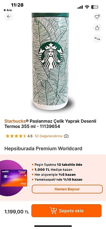  Beden Starbucks termos