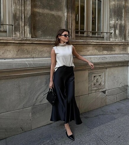 Zara model saten etek