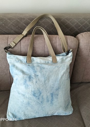 Mavi Mavi orjinal Batik Desenli Kot Çanta