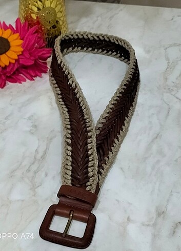 Esprit ESPRİT Hakiki Deri keten karışımı örme kemer