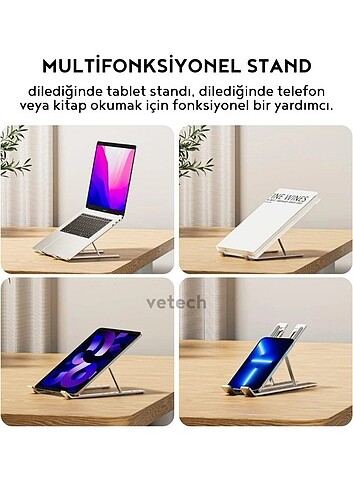Diğer Vetech ST-09 Alüminyum Ayarlanabilir Notebook Stant Macbook Lapt