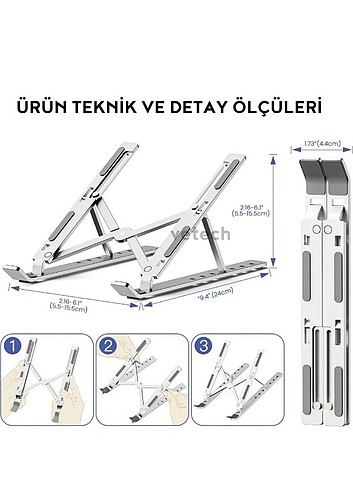  Beden Renk Vetech ST-09 Alüminyum Ayarlanabilir Notebook Stant Macbook Lapt