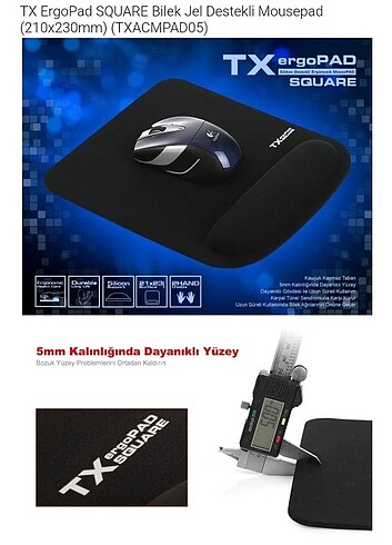 Diğer Tx ErgoPad SQUARE Bilek Jel Destekli Mousepad