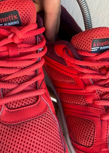 Kırmızı Bağcıklı Yüksek Topuklu Kadın Spor Ayakkabı - Görsel 5