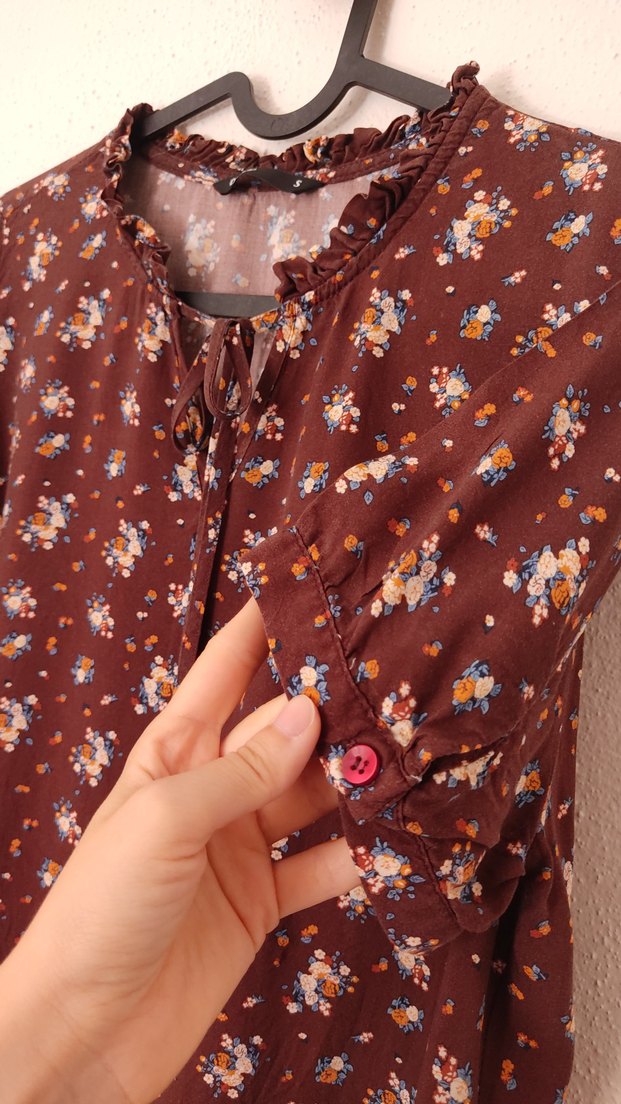 Çıtır Çiçek Desenli Kısa Kollu Kadın Gömlek - Görsel 3