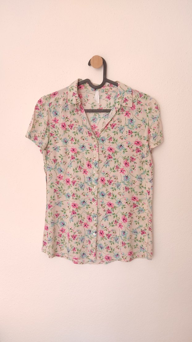 Çıtır Çiçek Desenli Kısa Kollu Kadın Gömlek - Görsel 4