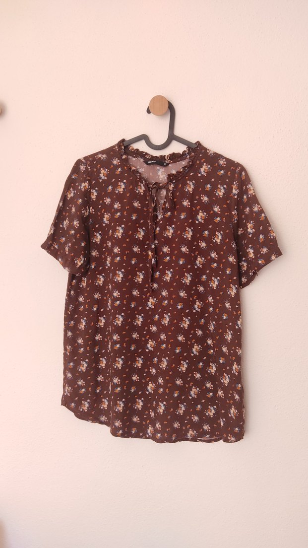 Çıtır Çiçek Desenli Kısa Kollu Kadın Gömlek - Görsel 2