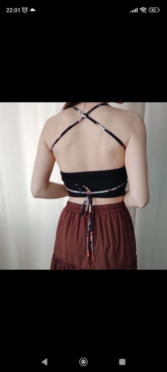 y2k bağcıklı bandana crop - Görsel 4