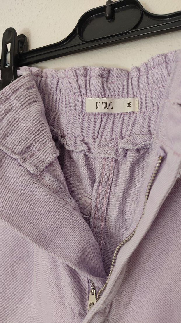 Kadın Lila Yüksek Bel Pileli Mini Şort - Görsel 5