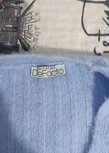 Düğmeli Mavi Kadın Hırka - Görsel 2