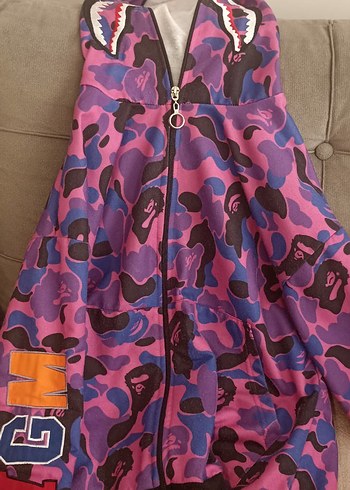 Kapüşonlu Baskılı Fermuarlı Ceket - Görsel 2