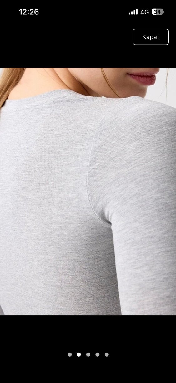 Gri Uzun Kollu Kadın Spor Üstü - Görsel 2