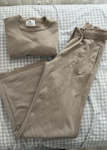 S beden  Bej Rahat Kesim Eşofman Takımı - Görsel 2