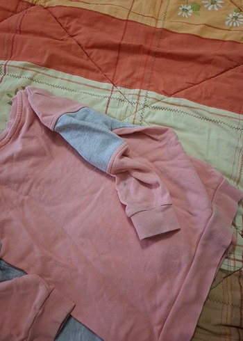 USPA Pembe Baskılı Kız Sweatshirt ve Gri Eşofman Takımı - Görsel 8