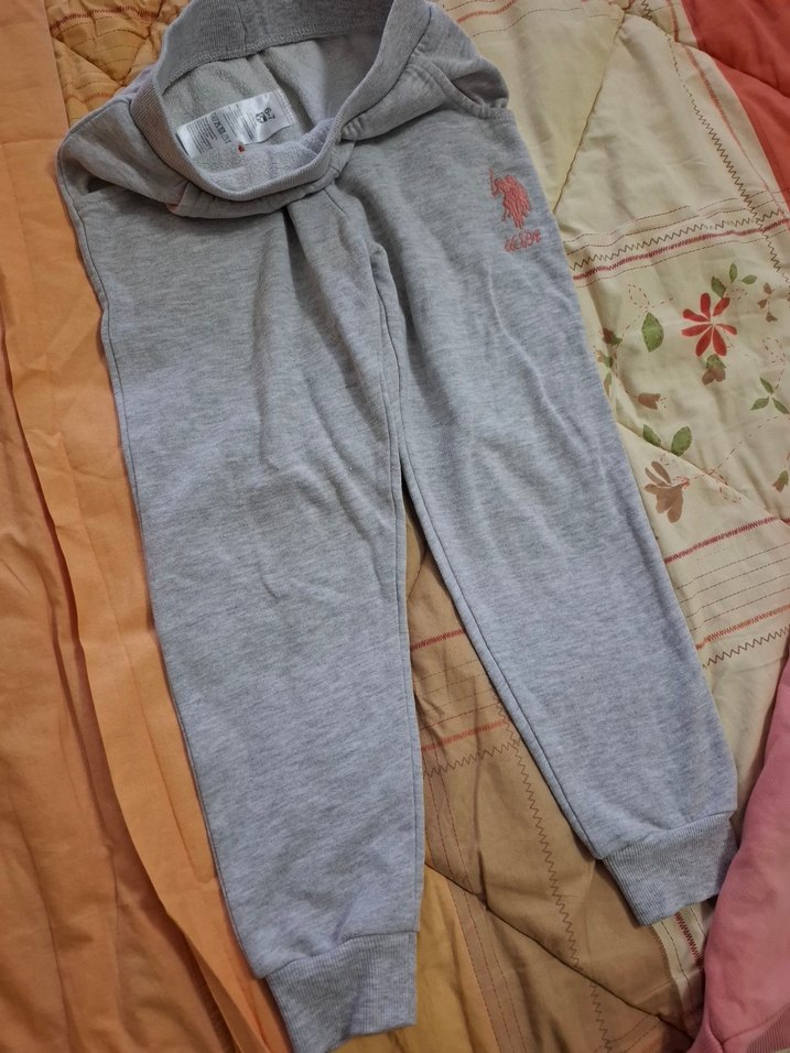 USPA Pembe Baskılı Kız Sweatshirt ve Gri Eşofman Takımı - Görsel 5